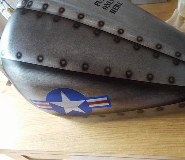 Airbrushed Painting of a Military Fighter Tank design on Motorbike petrol tank